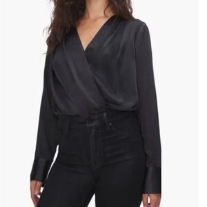 NWT Good American Satin Wrap Front Bodysuit Sz 4/XL